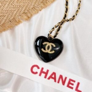 Chanel Black Heart Shaped Necklace