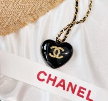 Chanel Black Heart Shaped Necklace