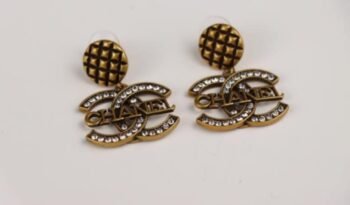 Vintage Chanel Rhinestone CC Earrings