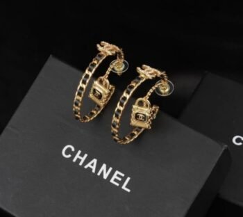 Chanel lock Hoop Earrings