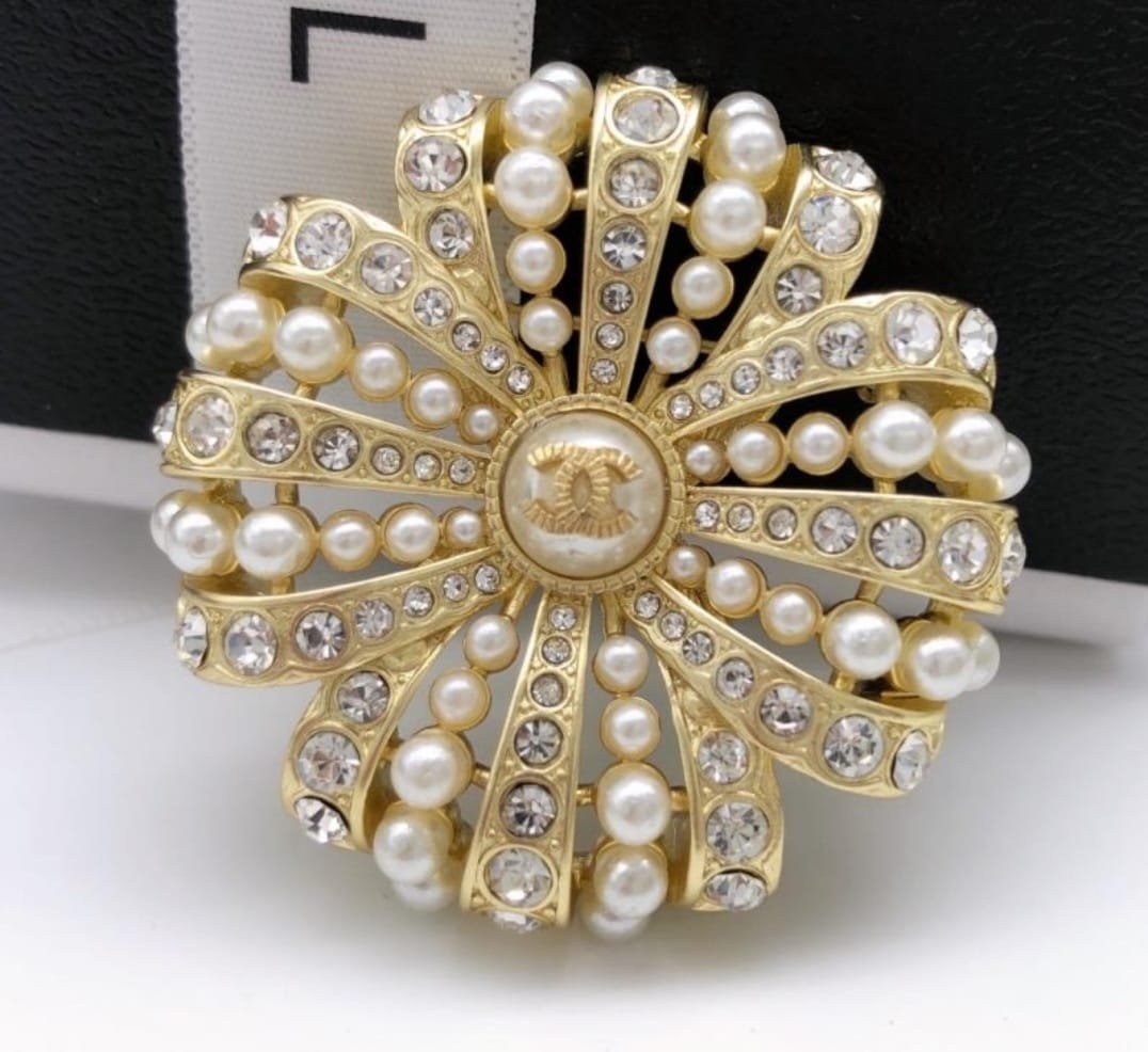 Coco Chanel Pearl and Crstal Brooch