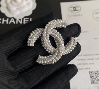 Coco Chanel Silver Pearl Brooch