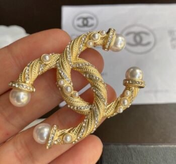 Chanel Crystal Embellished Twisted Brooch