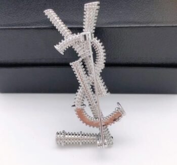 Saint Laurent Brooch Pin Oxidized Silver Tone