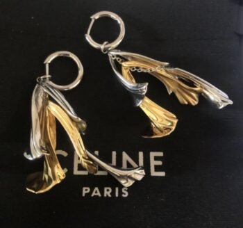 Celine Metal Leaf Earrings