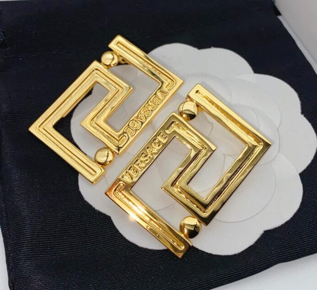 Versace Greca Logo Earrings