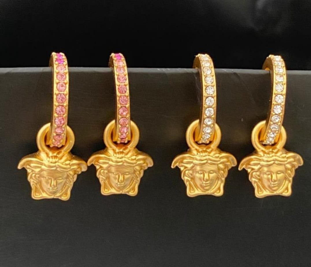 Versace Medusa Charm Greek Drop Earrings