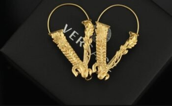Versace Signature V Hoop Earrings
