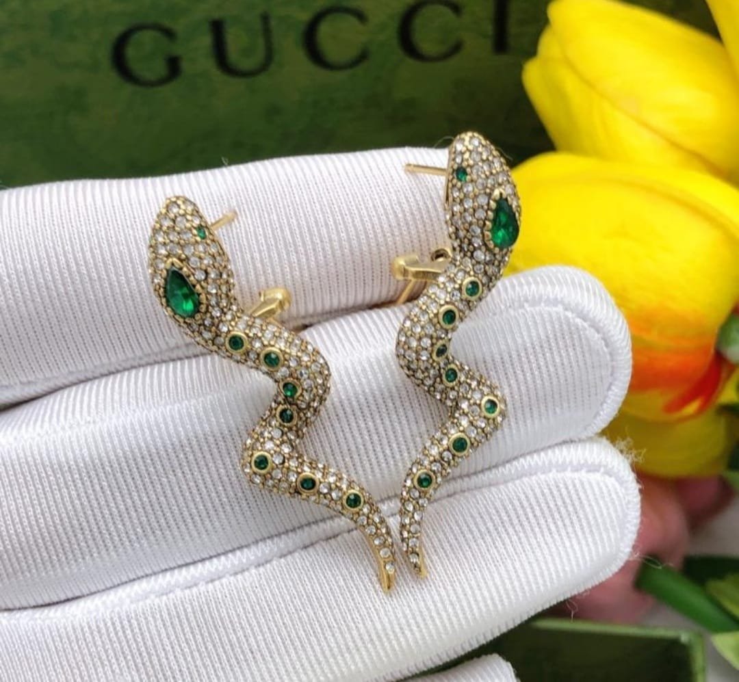 Gucci Crystal Snake Rhinestone Earrings