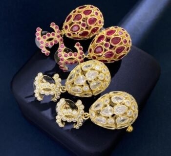 Chanel Crystal CC Auth Earrings