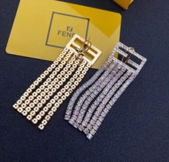 FF Logo Crystal Tassel Earrings