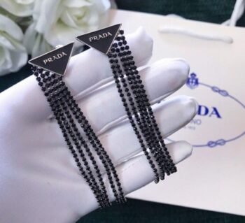 Prada Crystal Logo Earrings