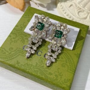 GG Silver Crystal Interlocking G Earrings