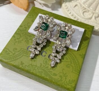 GG Silver Crystal Interlocking G Earrings