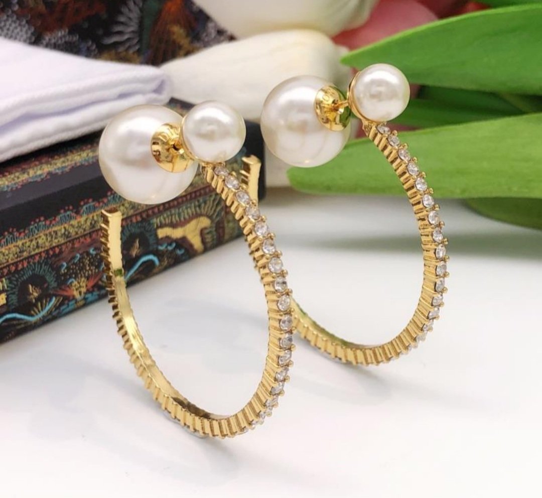 Dior Pearl Hoop Earrings