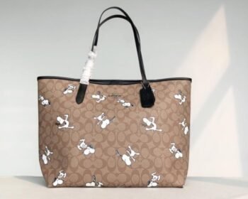 Coach Khaki Saddle Signature Coated Canvas Tote