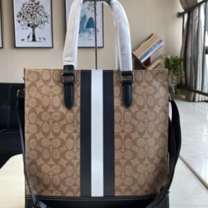 Coach Dempsey Tote With Stripe