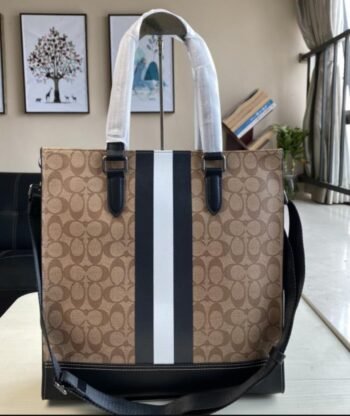Coach Dempsey Tote With Stripe