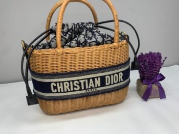 Christian Oblique Wicker Jacquar Basket Bag