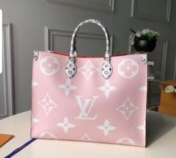 LV Onthego MM tote in Pink/White Logo
