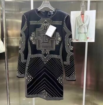 Balmain Embellished Long-Sleeve Dress